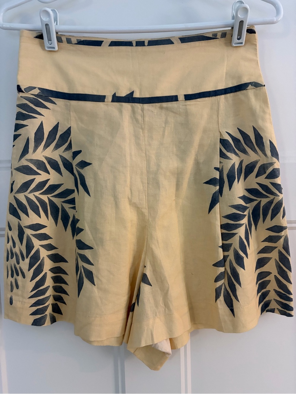 High-Waist Yellow Floral Print Women’s Shorts